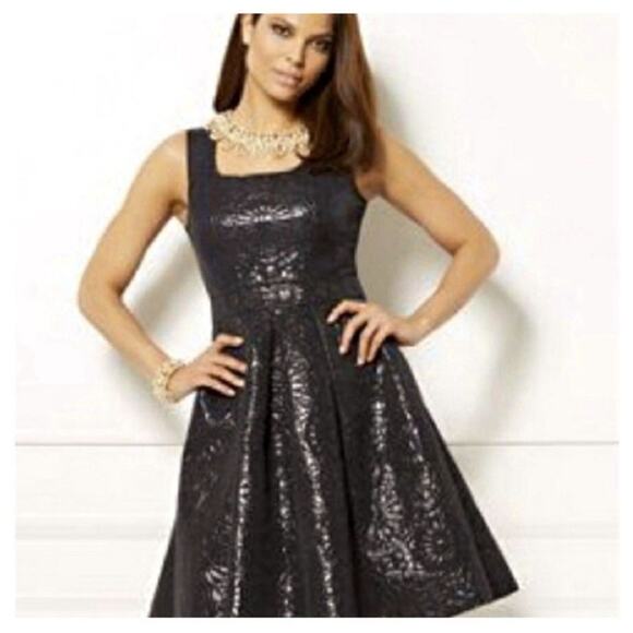 Eva Mendes Womens Black Fit Flare Dress Sleeveless Size 4 - Picture 1 of 12